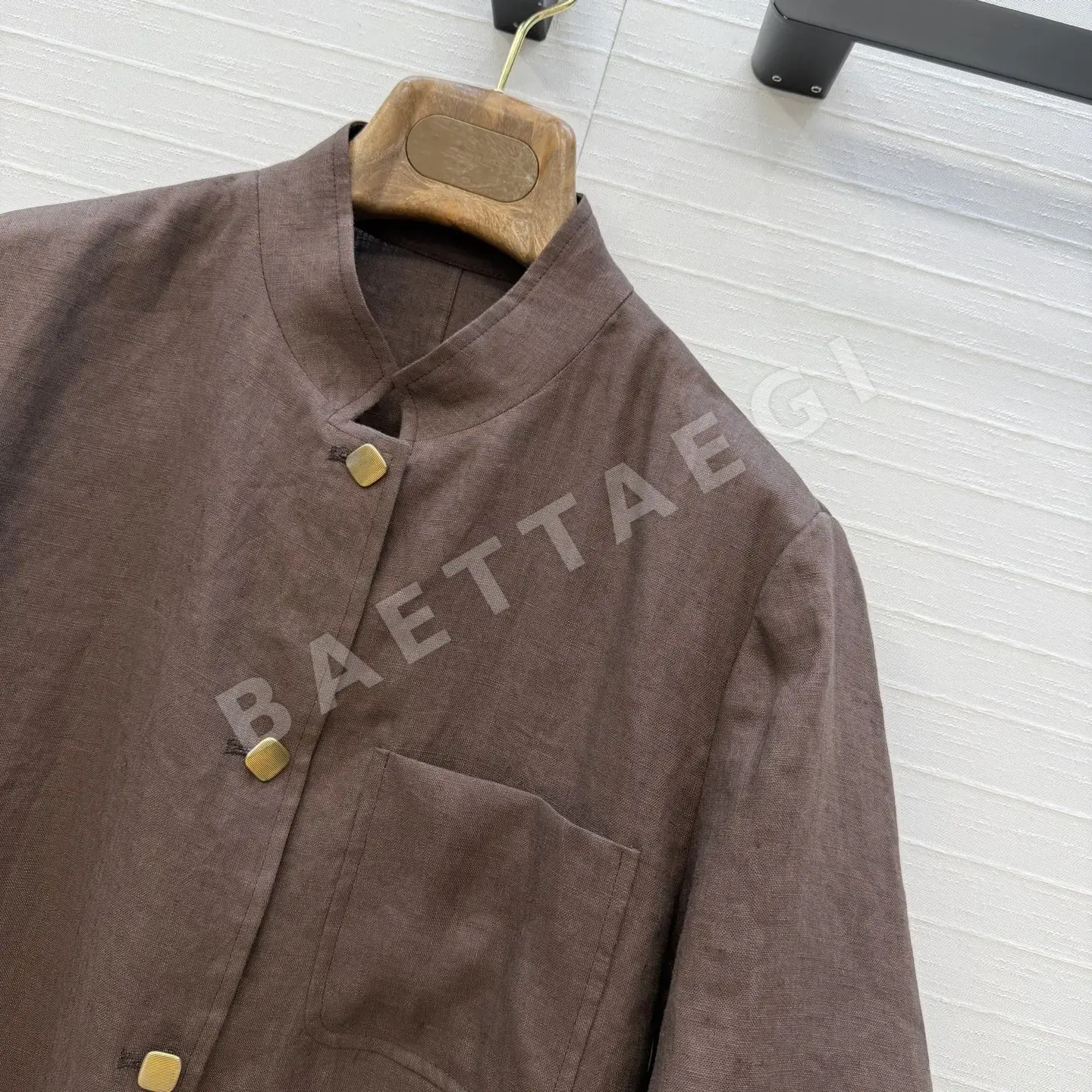 로로피아나 린넨 반소매 스탠드 카라 여성 자켓 상세 이미지 4