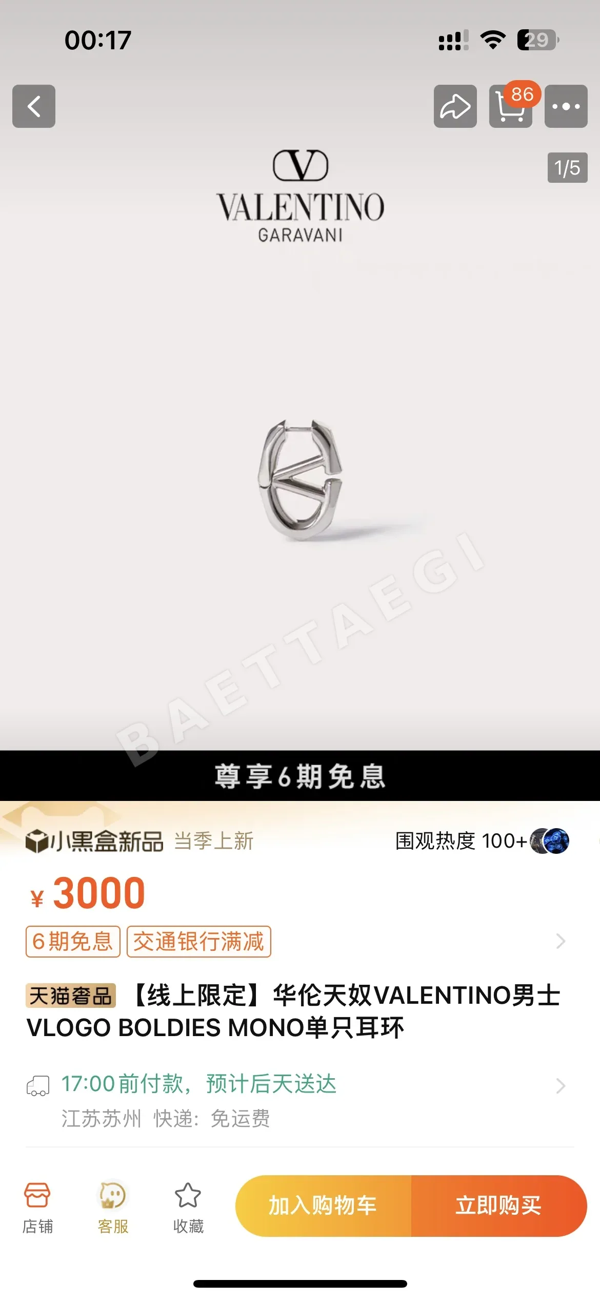 발렌티노 골드 귀걸이 상세 이미지 7