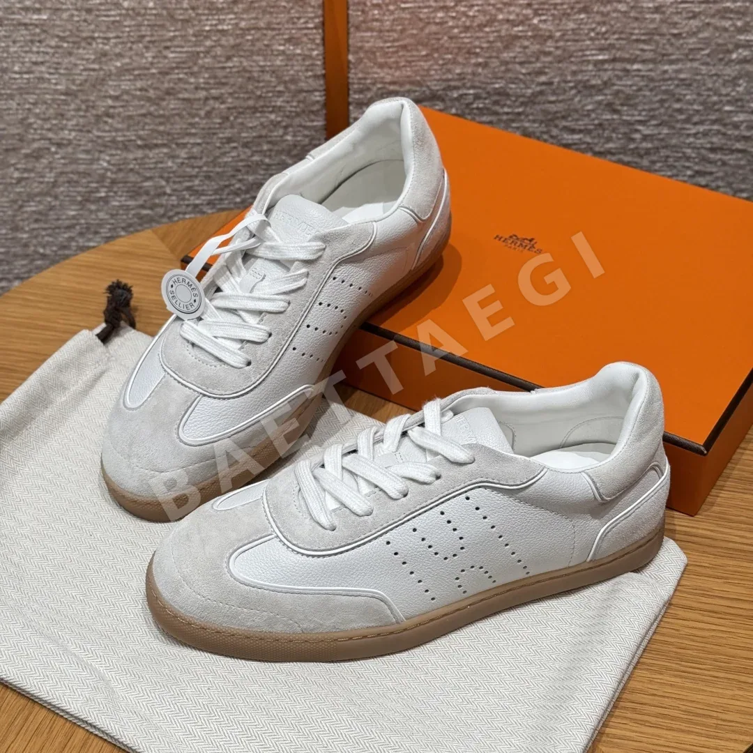 에르메스 바운싱 스니커즈 흰색 염소가죽 상세 이미지 2