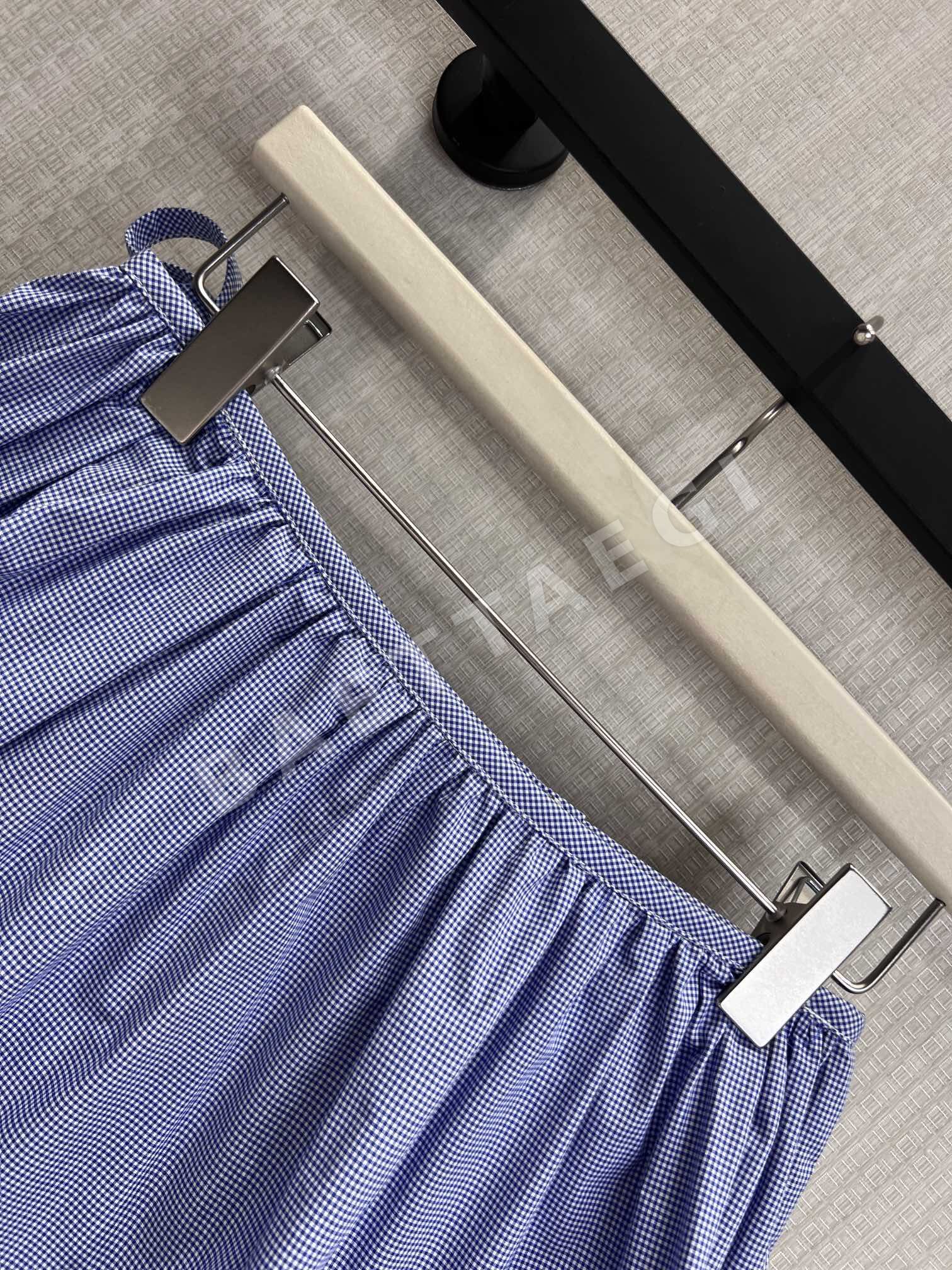 미우미우 블루 체크 피터팬 카라 반팔 셔츠 스커트 세트 상세 이미지 3