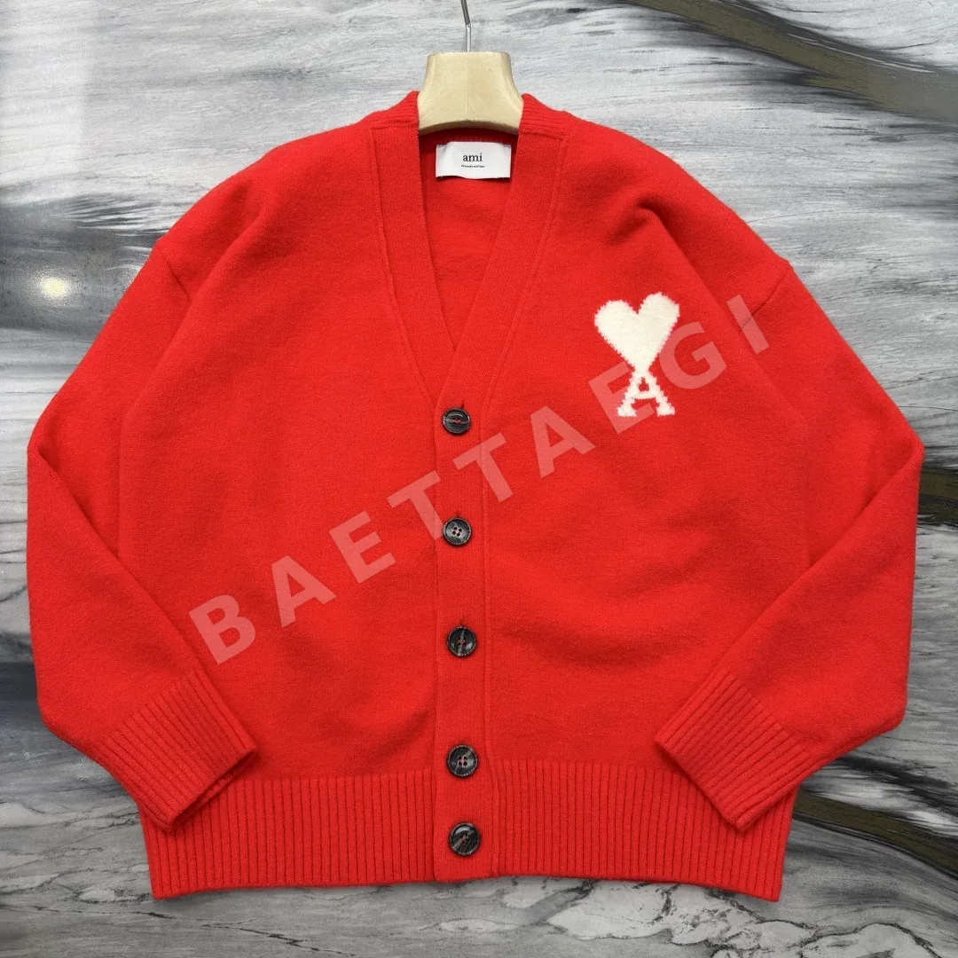 아미 하트 울 V넥 가디건 상세 이미지 4