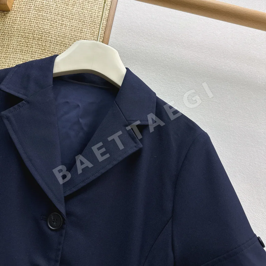 톰브라운 네이비 플리츠 반팔 셔츠 원피스 상세 이미지 5