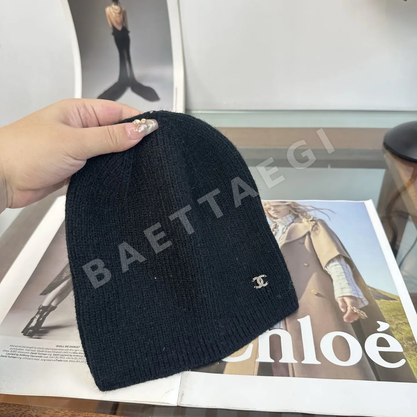 샤넬 니트 비니 모자 상세 이미지 4