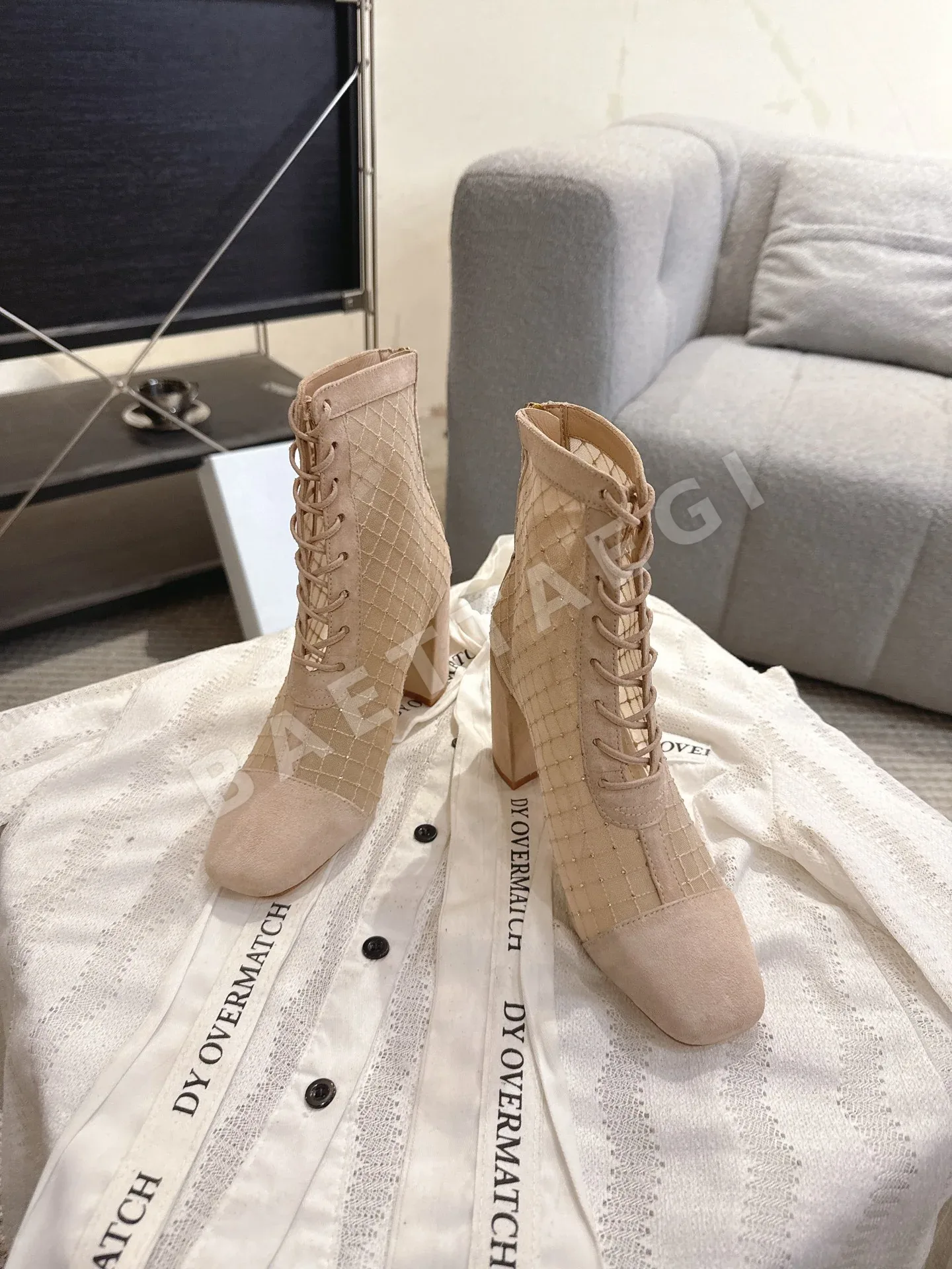 디올 J'A 자카드 자수 메시 부츠 상세 이미지 2