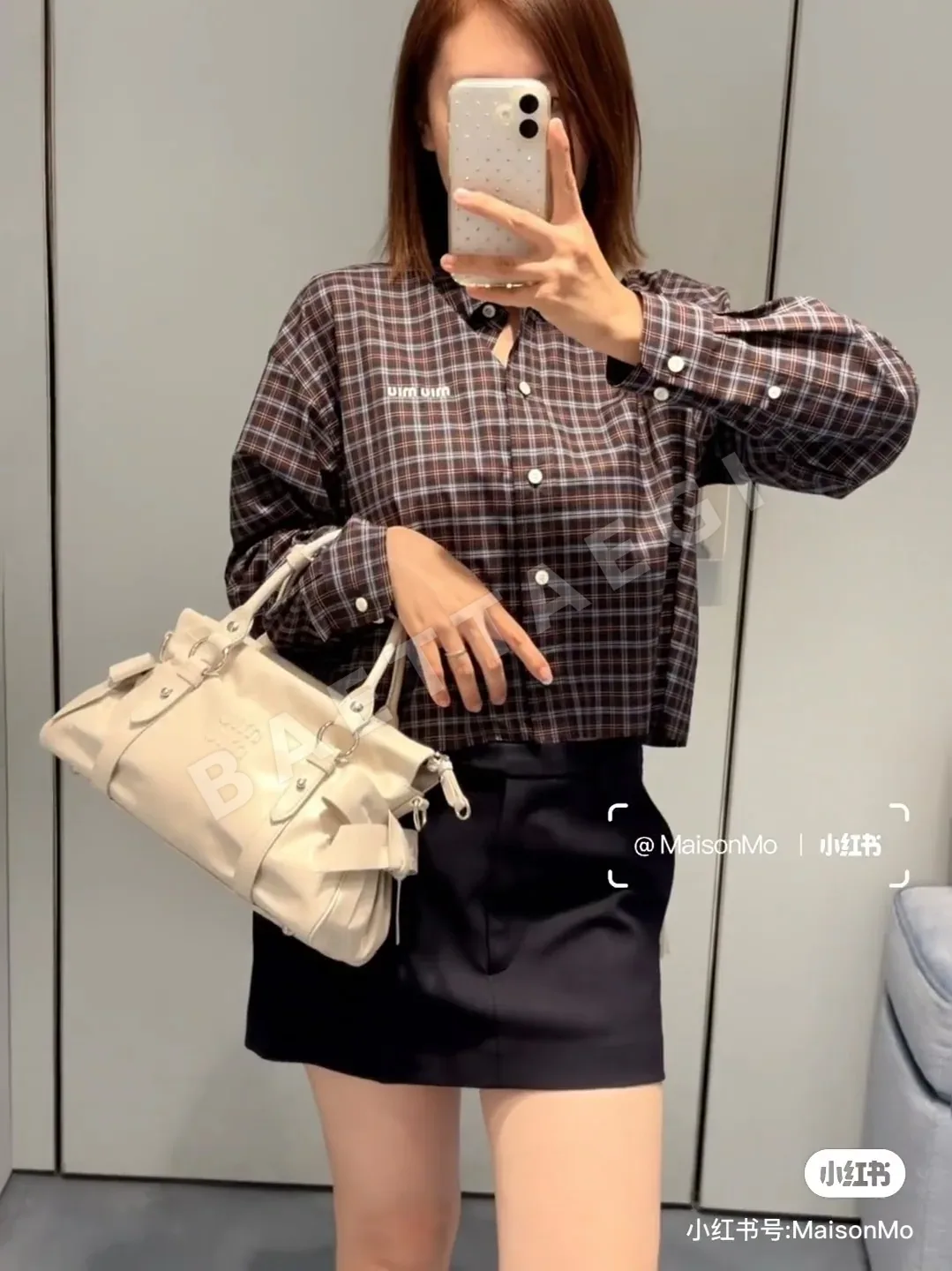 미우미우 체크 셔츠 원피스 상세 이미지 5