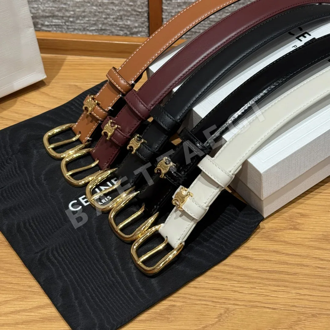 셀린느 트리옹 가죽 라운드 버클 벨트 25mm 상세 이미지 1