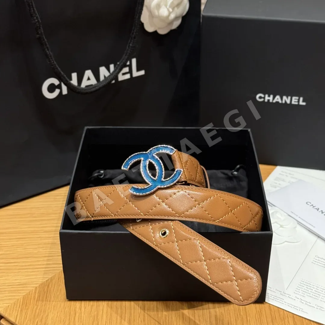 샤넬 램스킨 더블 C 메탈 로고 벨트 173925