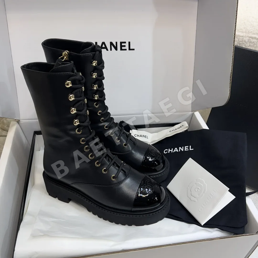 샤넬 사이드 지퍼 플랫폼 모터사이클 부츠 94485