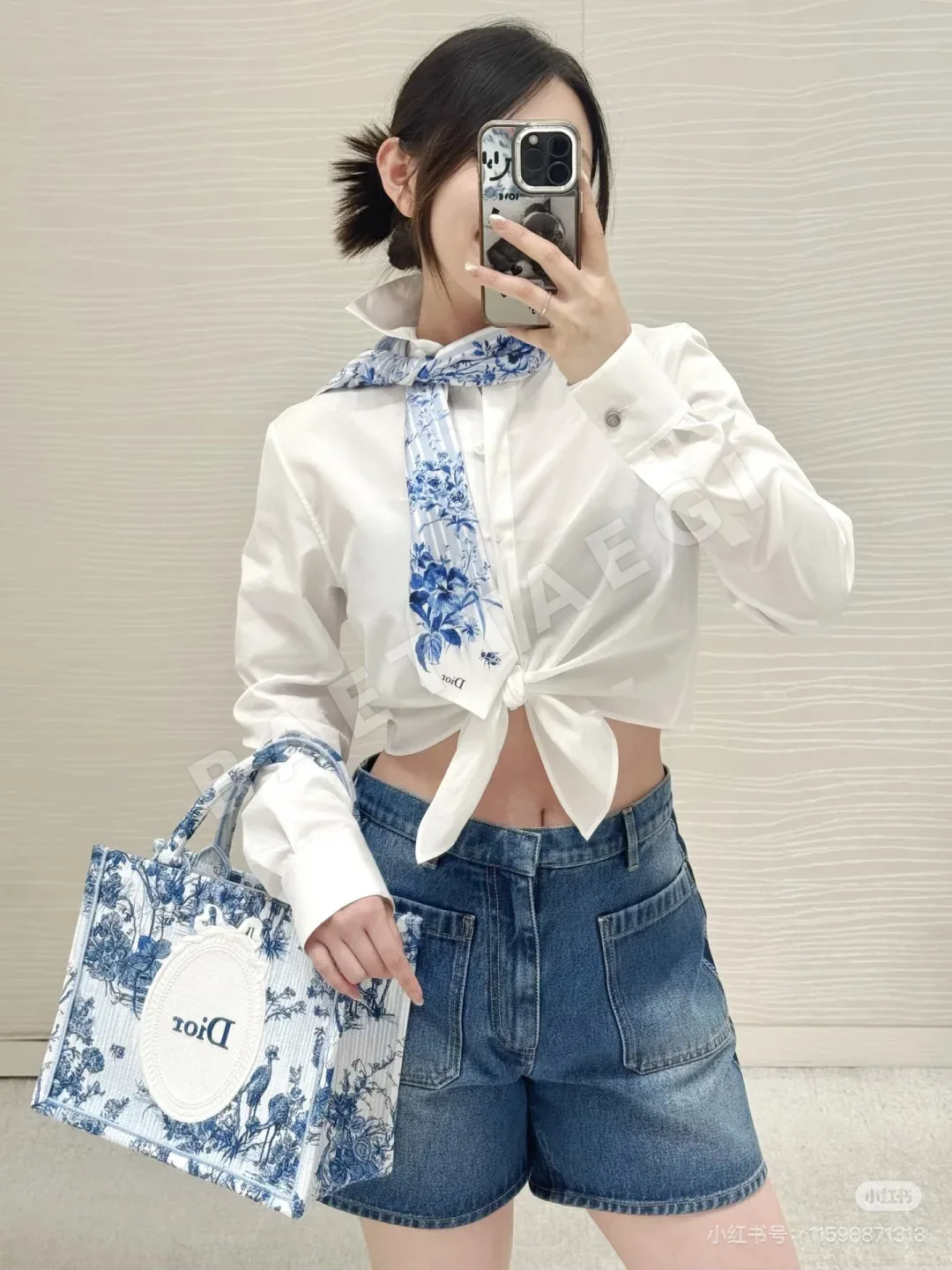 디올 하이웨스트 루즈핏 데님 바지 상세 이미지 3