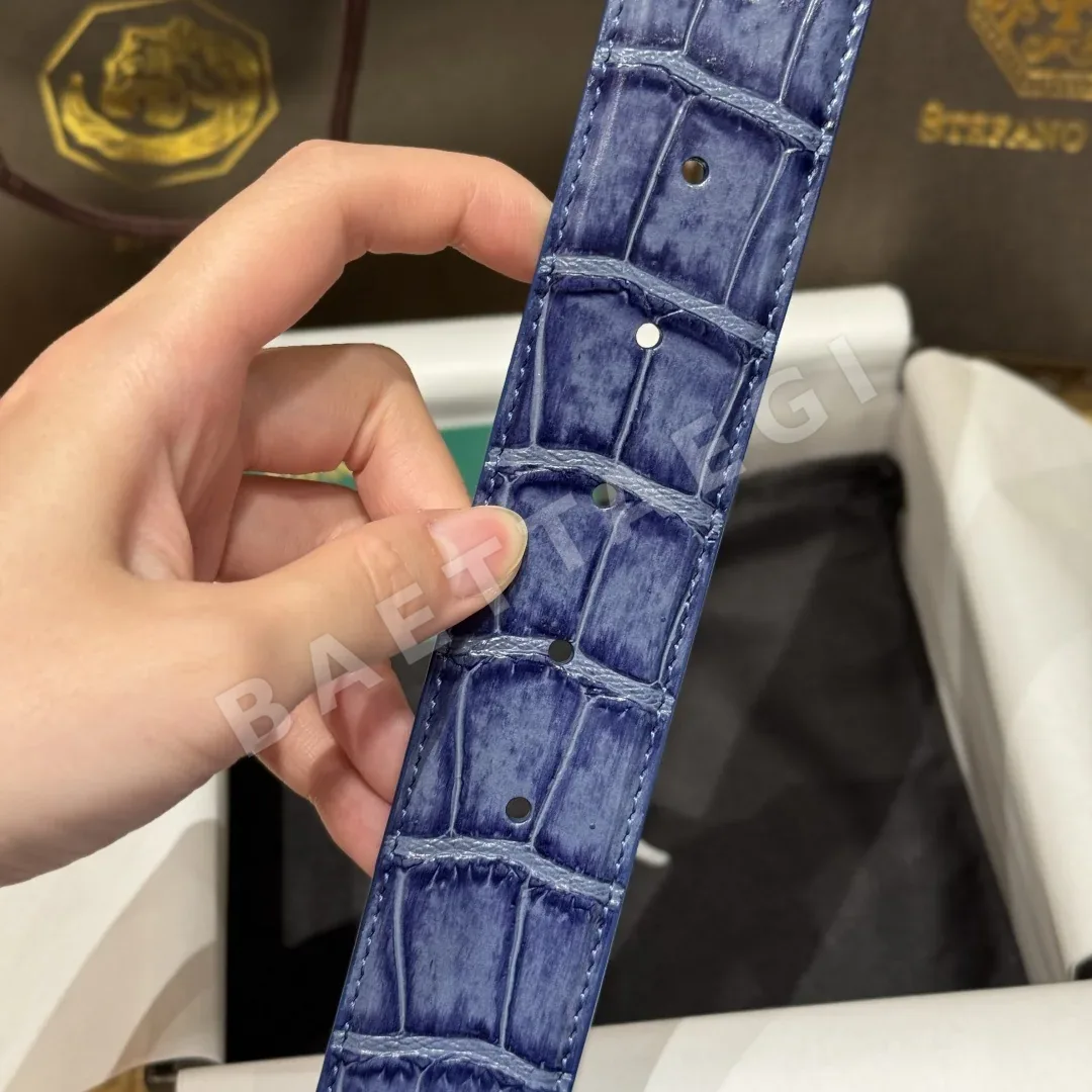 스테파노리치 스테인리스 스틸 사자 장식 양면 가죽 벨트 상세 이미지 8