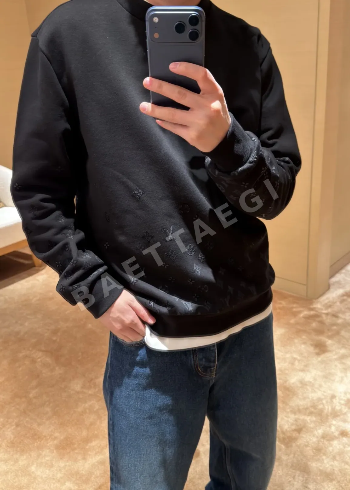 톰브라운 파리게 무늬 크루넥 긴팔 스웨트셔츠 상세 이미지 6