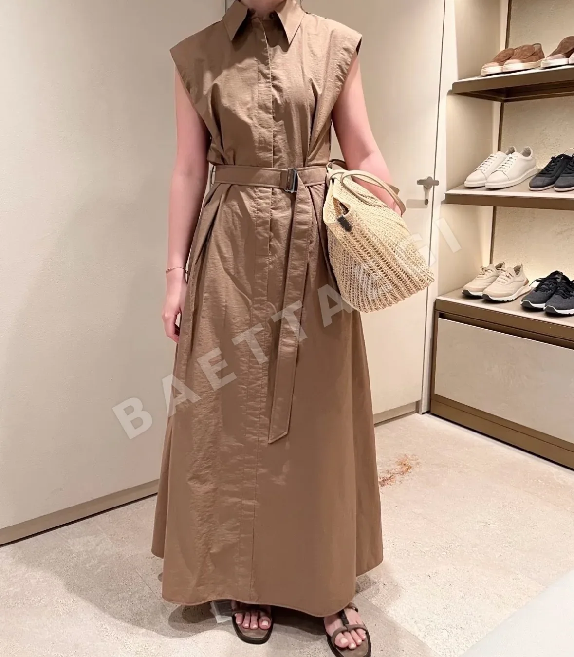 브루넬로쿠치넬리 브라운 노슬리브 A라인 원피스 상세 이미지 4