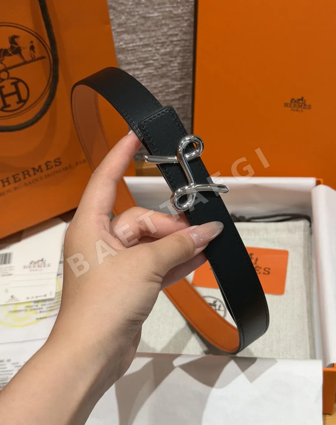 에르메스 H 크로와지에르 양면 가죽 벨트 상세 이미지 5