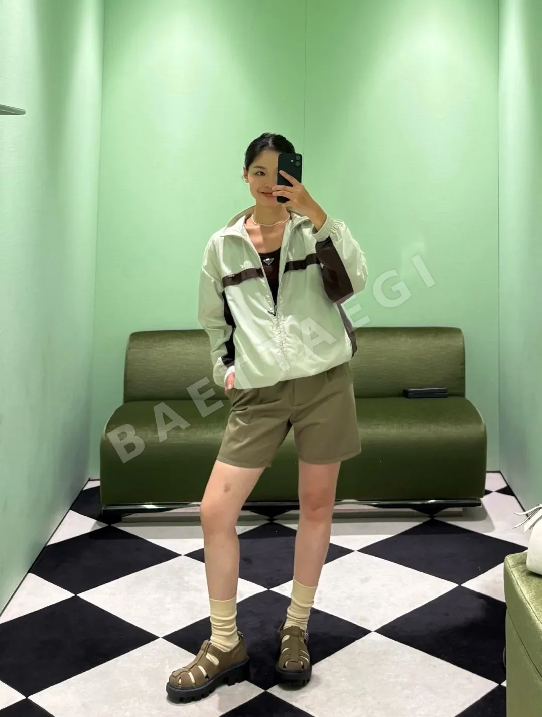 프라다 컬러 블록 나일론 여성 자켓 상세 이미지 6