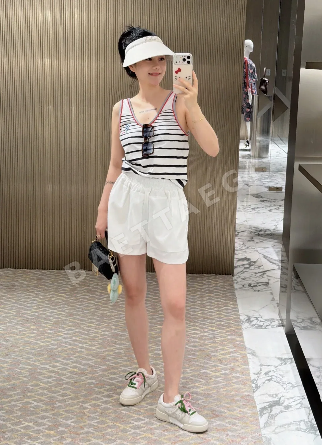펜디 더블 포켓 자수 고무 허리밴드 여성 실크 나일론 반바지 상세 이미지 7