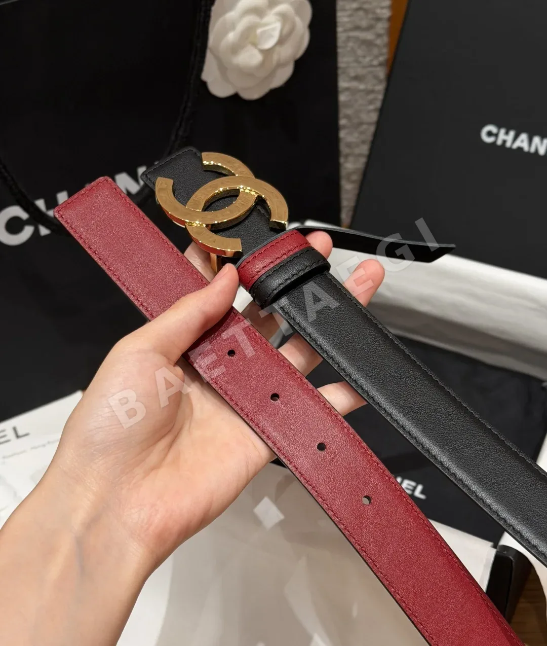 샤넬 더블 C 버클 송아지가죽 벨트 상세 이미지 8