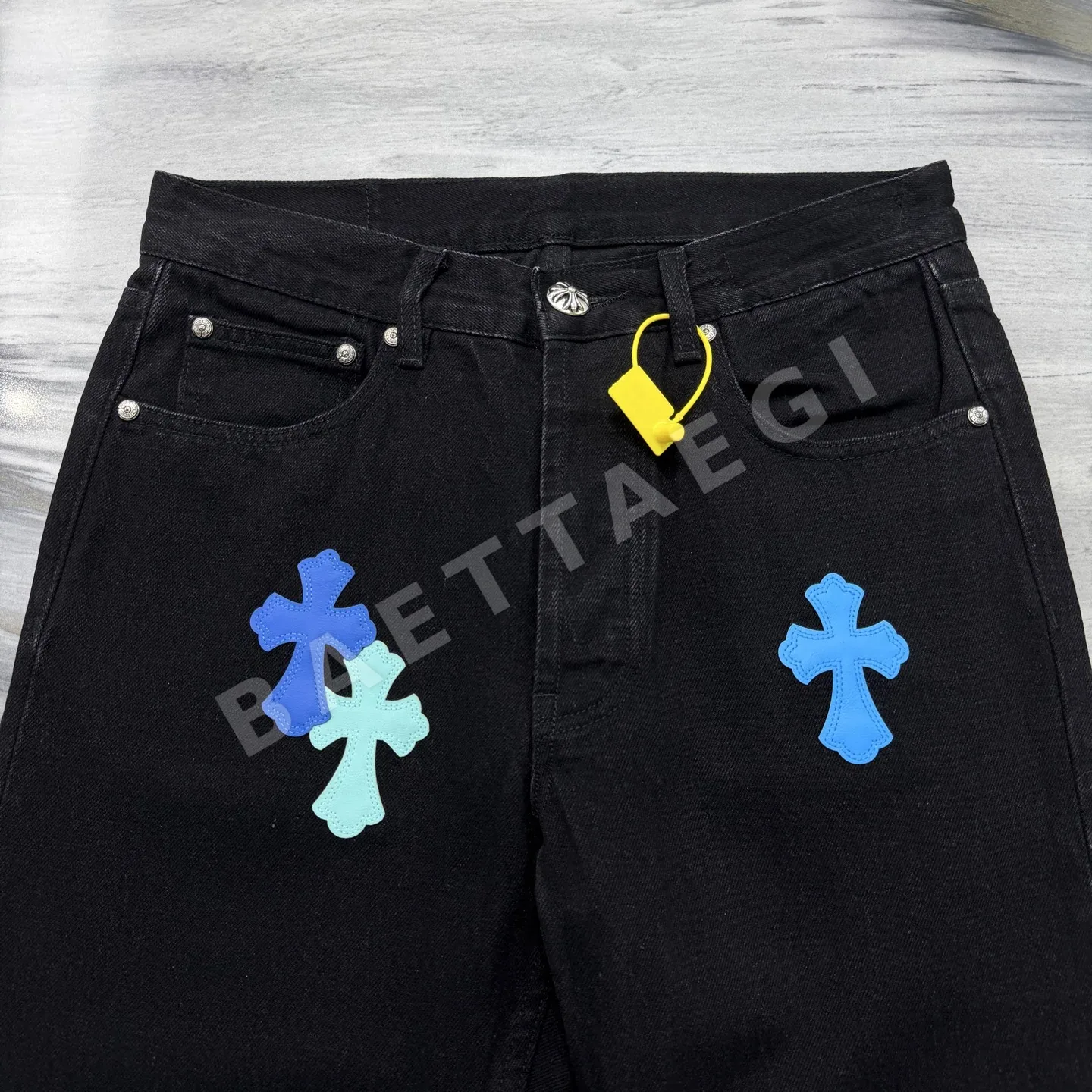크롬하츠 크로스 패치워크 남성 청바지 상세 이미지 5
