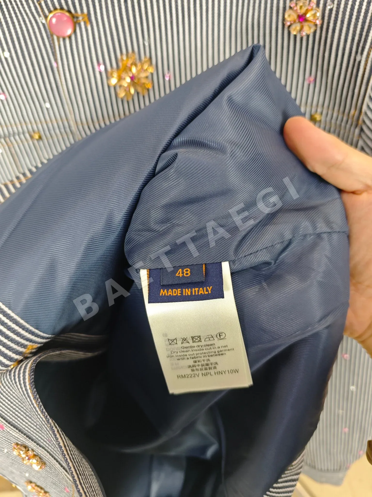 루이비통 벚꽃 라인스톤 자수 남성 자켓 상세 이미지 9
