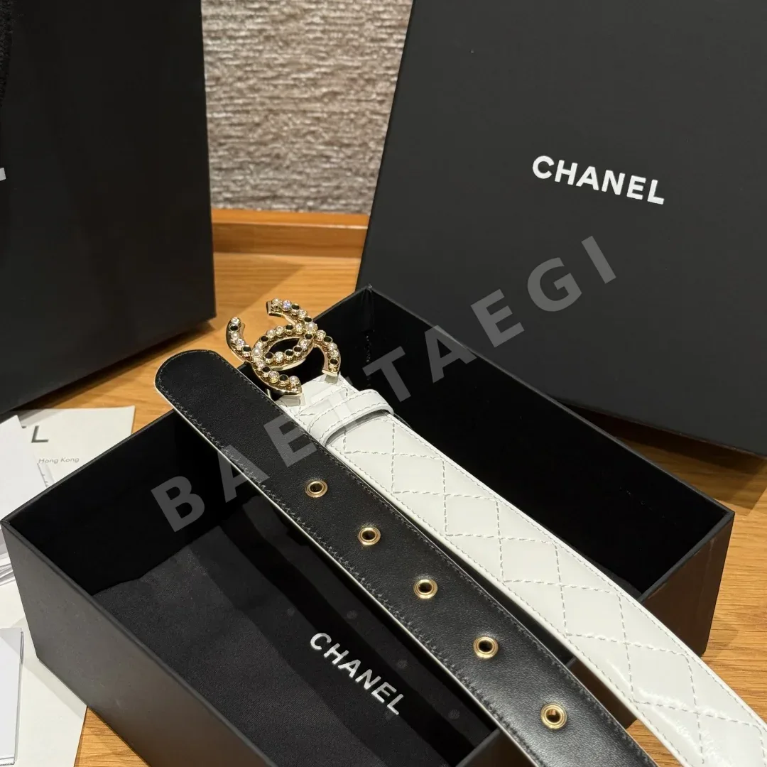 샤넬 더블 C 메탈 로고 램스킨 벨트 상세 이미지 6