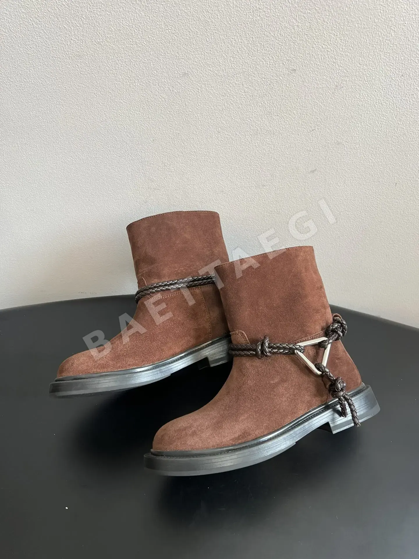 보테가베네타 우븐 가죽 하이탑 승마 부츠 9876 상세 이미지 6