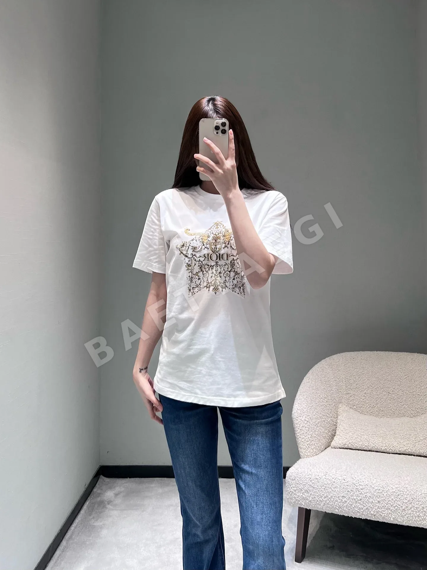 디올 스타버스트 라인스톤 반팔 티셔츠 상세 이미지 7