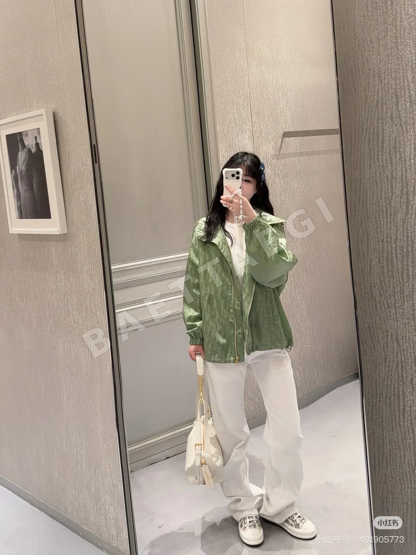디올 그린 모노그램 자카드 윈드브레이커 자켓 상세 이미지 3