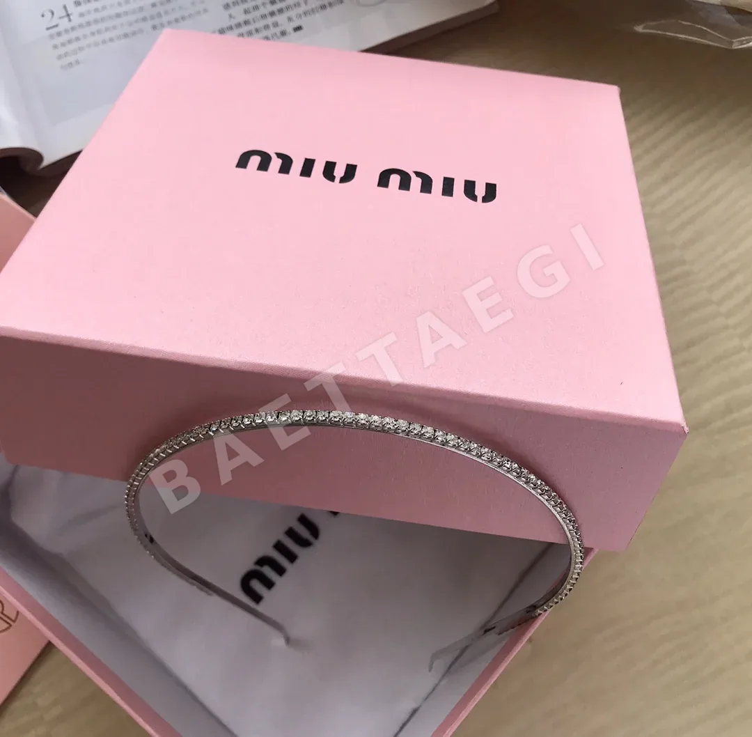 미우미우 크리스탈 라인스톤 헤어타이 상세 이미지 3