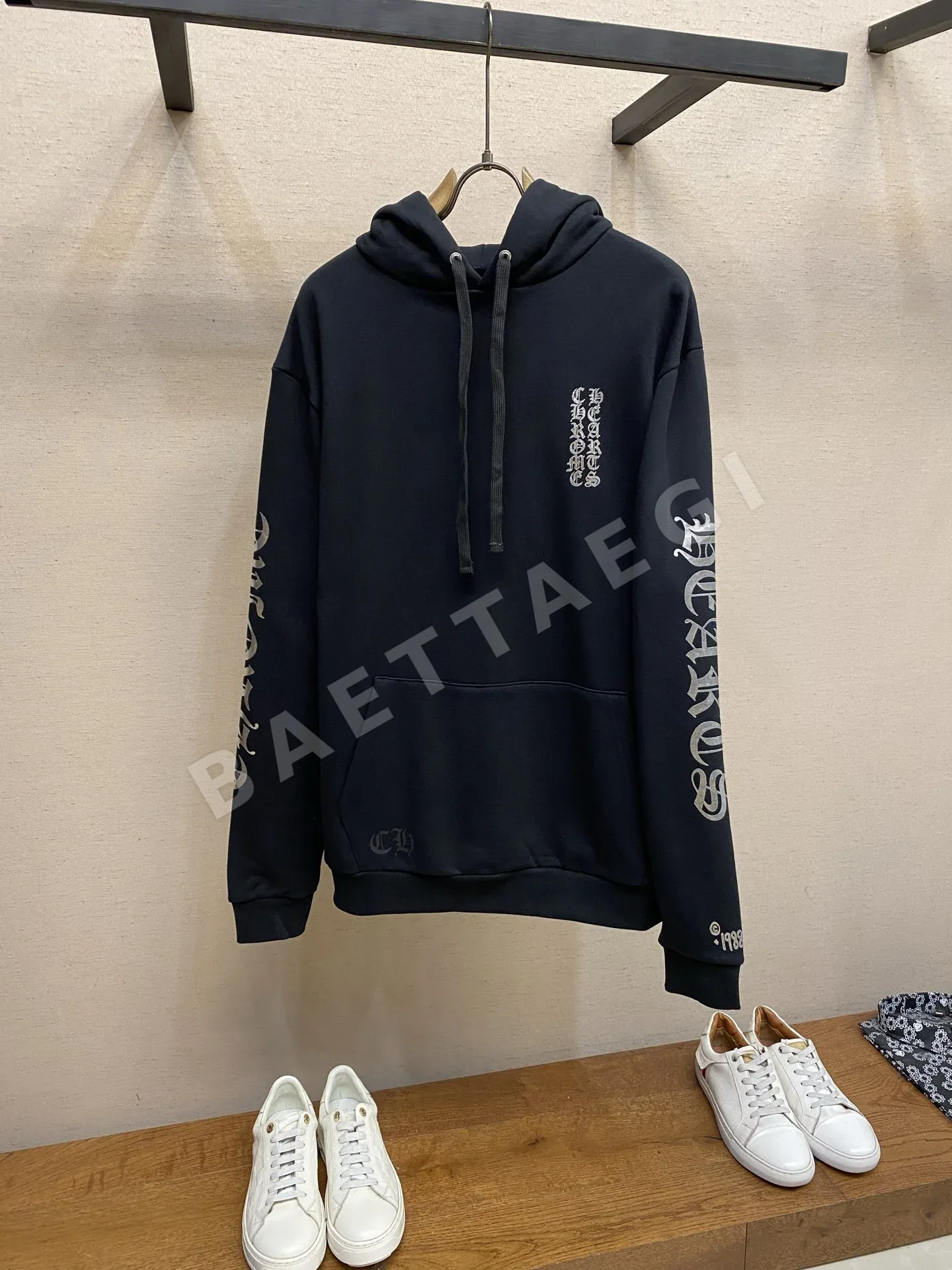 크롬하츠 로고 프린트 오버핏 남성 후드