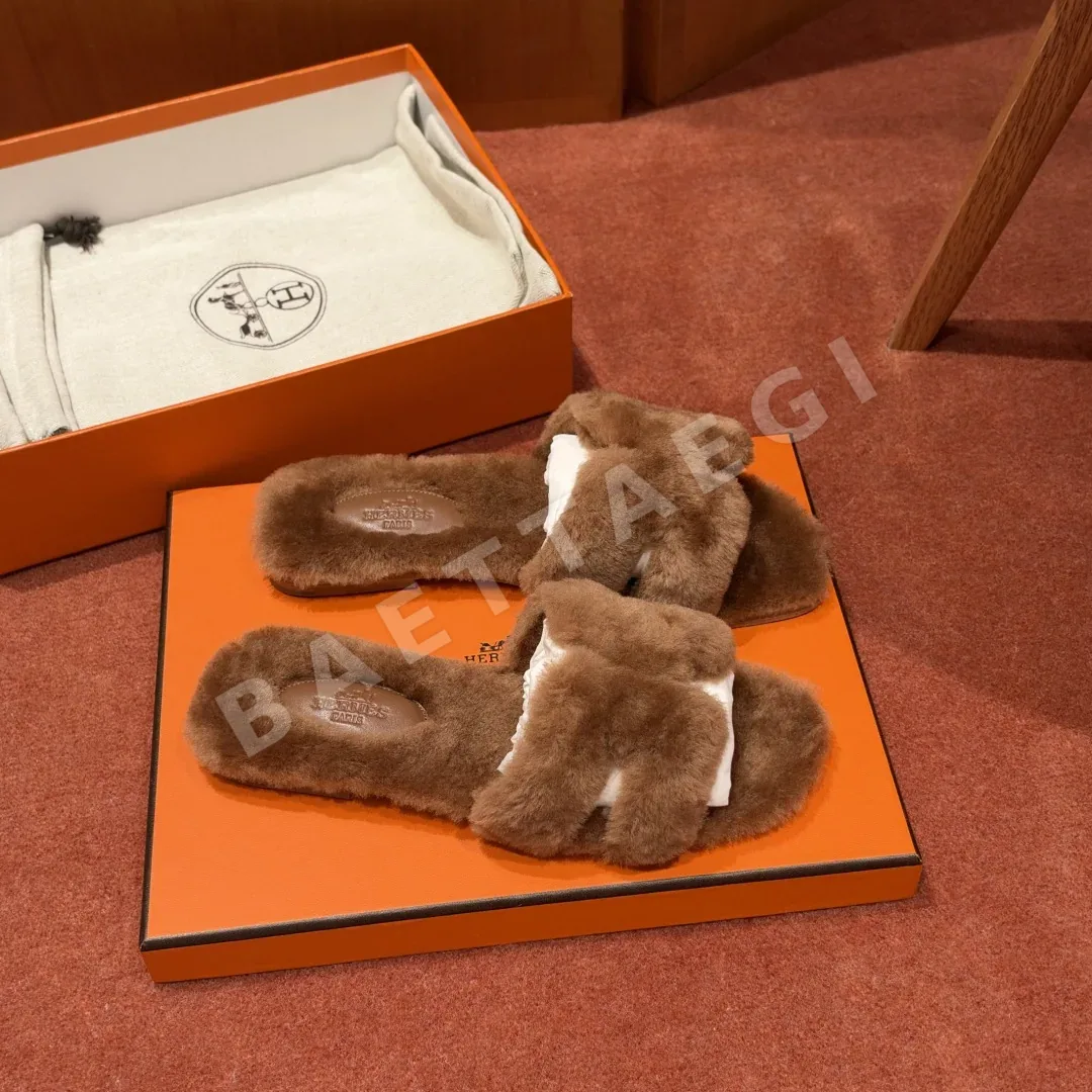 에르메스 오란 샌들 Gold Shearling H 컷아웃 206640
