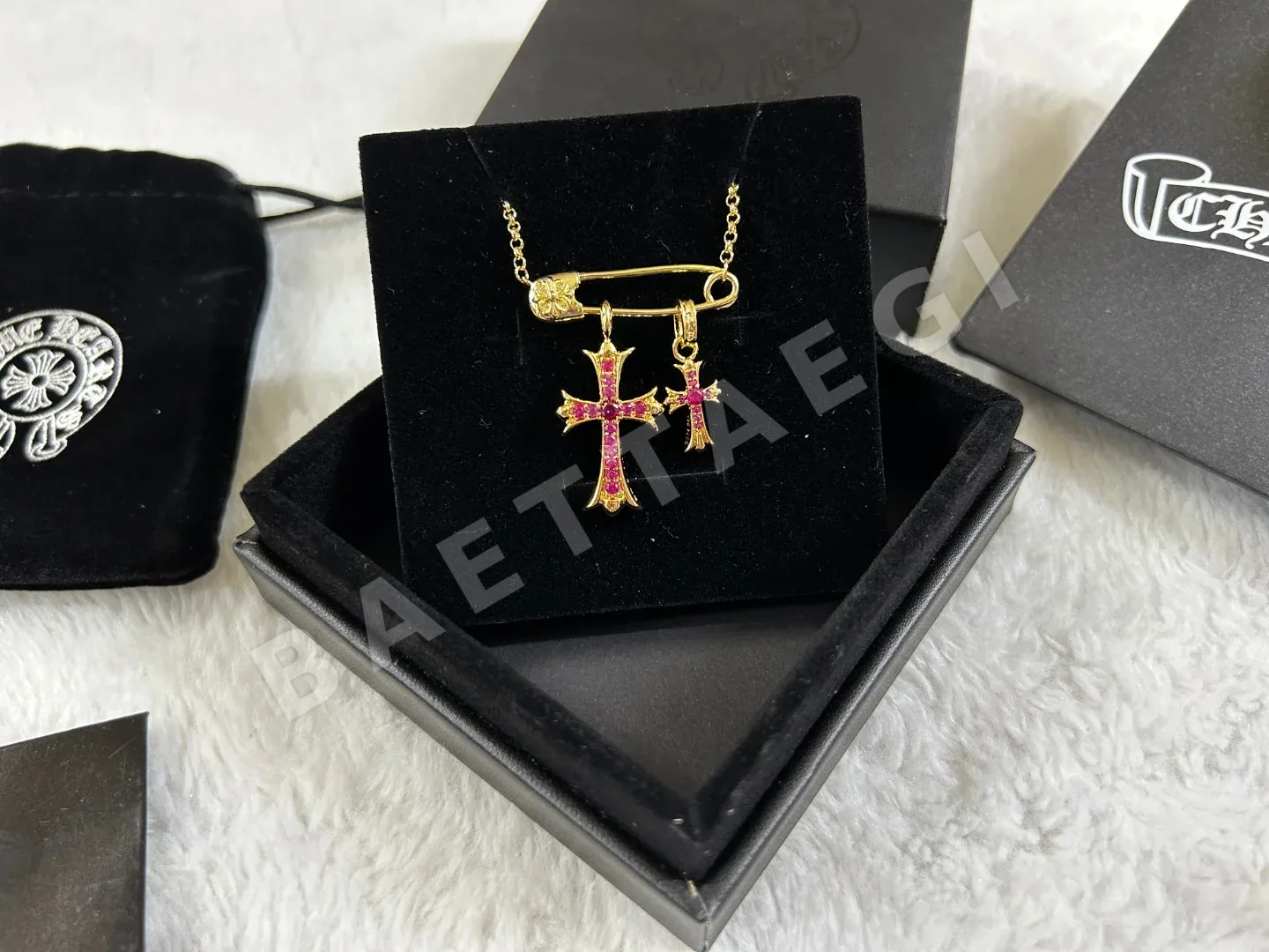 크롬하츠 더블크로스 핑크다이아몬드 목걸이 상세 이미지 5
