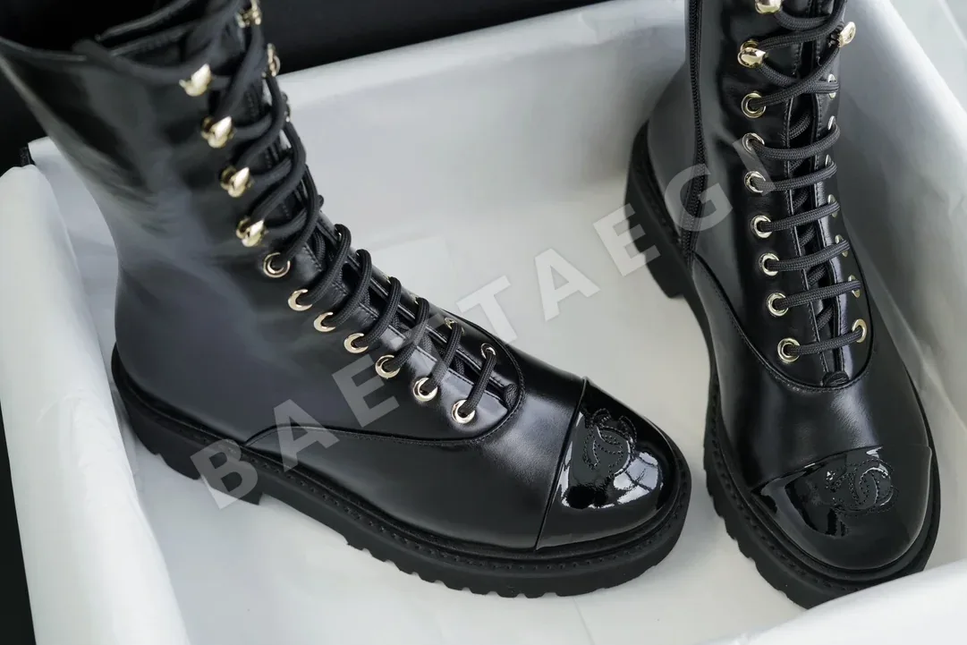 샤넬 블랙 레이스업 부츠 3428 상세 이미지 6