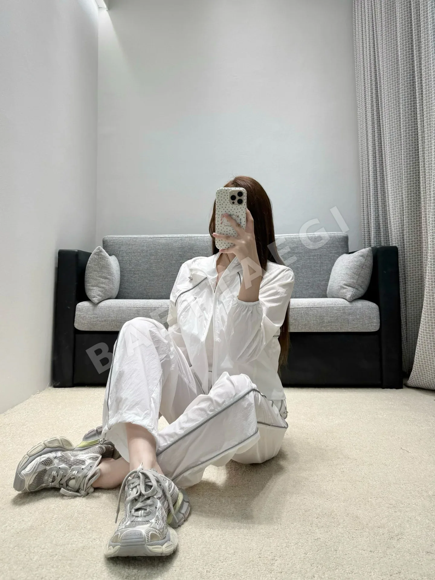 샤넬 여성 크롭 후드 재킷 와이드 팬츠 세트 상세 이미지 9
