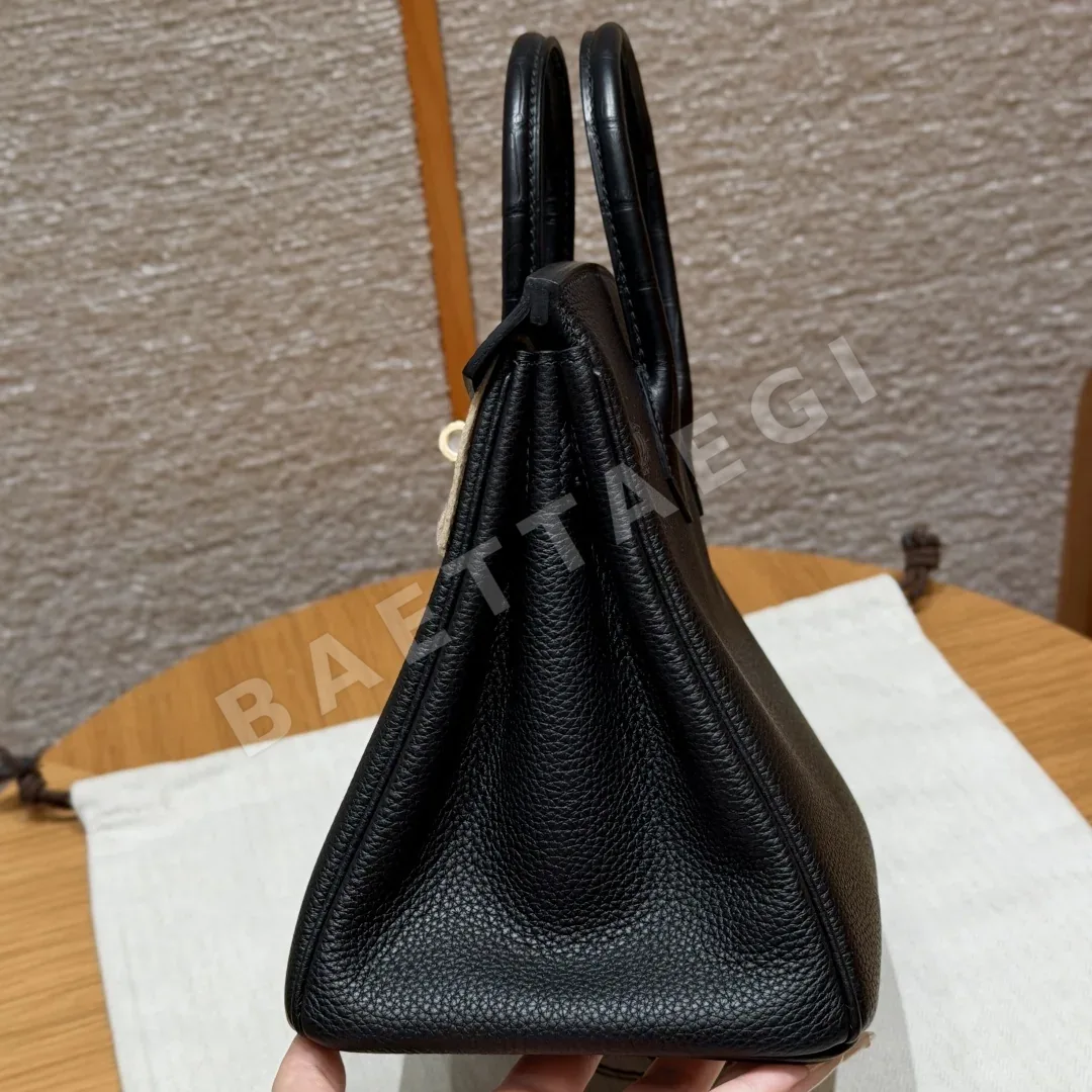 에르메스 버킨 25 토고 매트 악어가죽 가방 상세 이미지 4