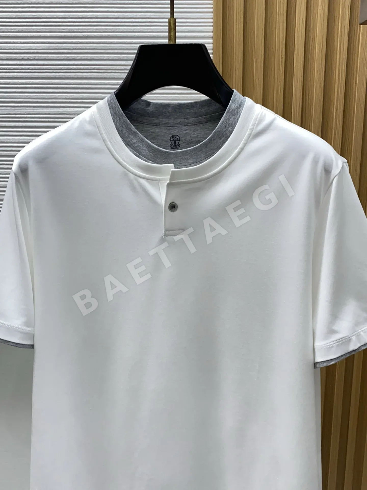 브루넬로쿠치넬리 100수 머서라이즈드 코튼 남성 반팔 티셔츠 상세 이미지 2