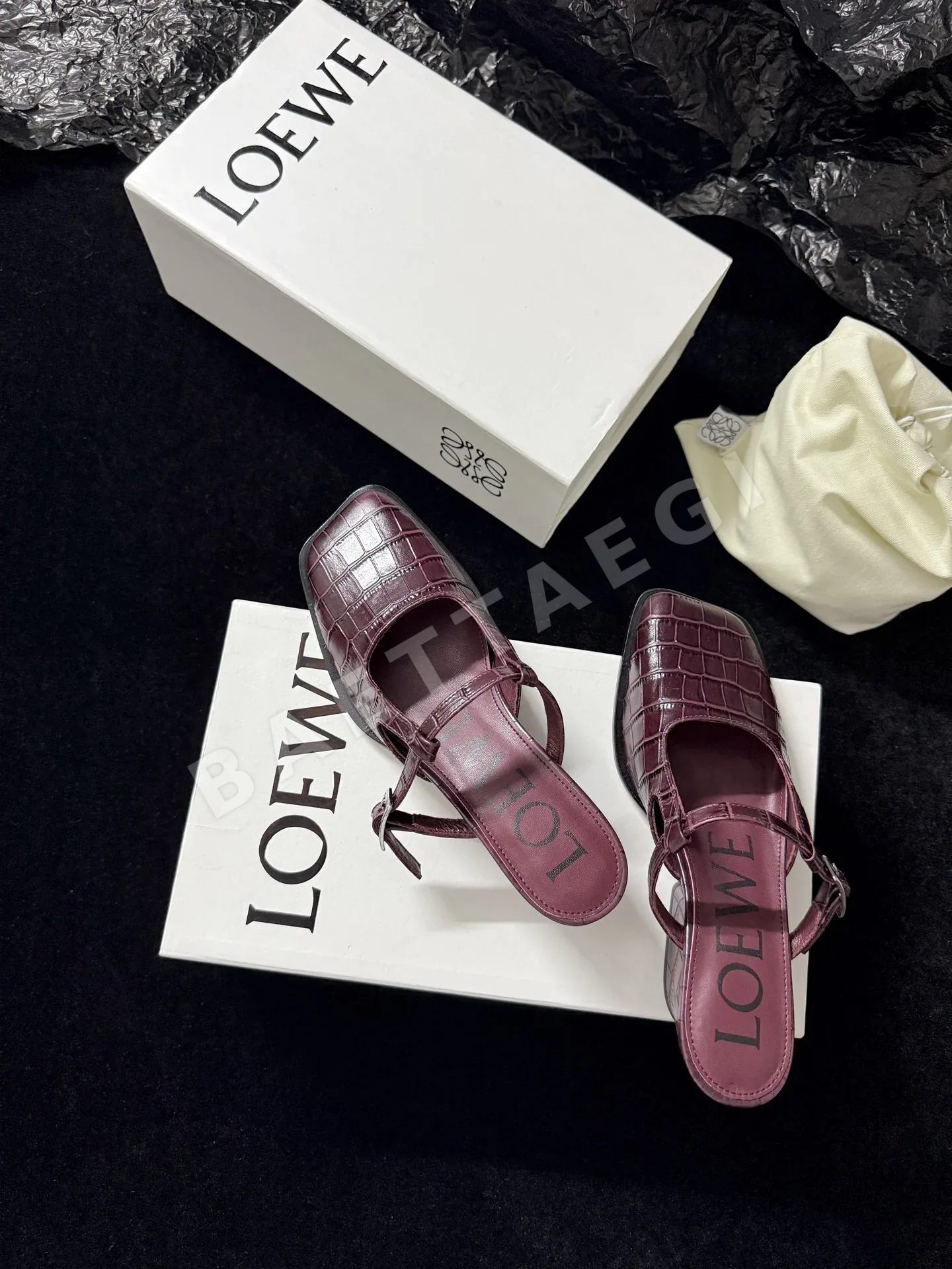 로에베 스퀘어 토 크로커다일 엠보싱 메리제인 뮬 상세 이미지 2