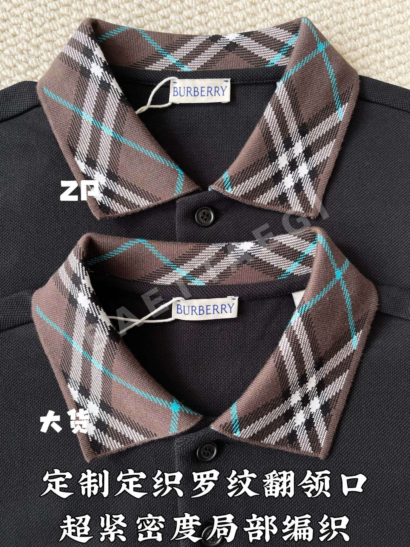버버리 클래식 체크 넥라인 남성 반팔 폴로셔츠 상세 이미지 4