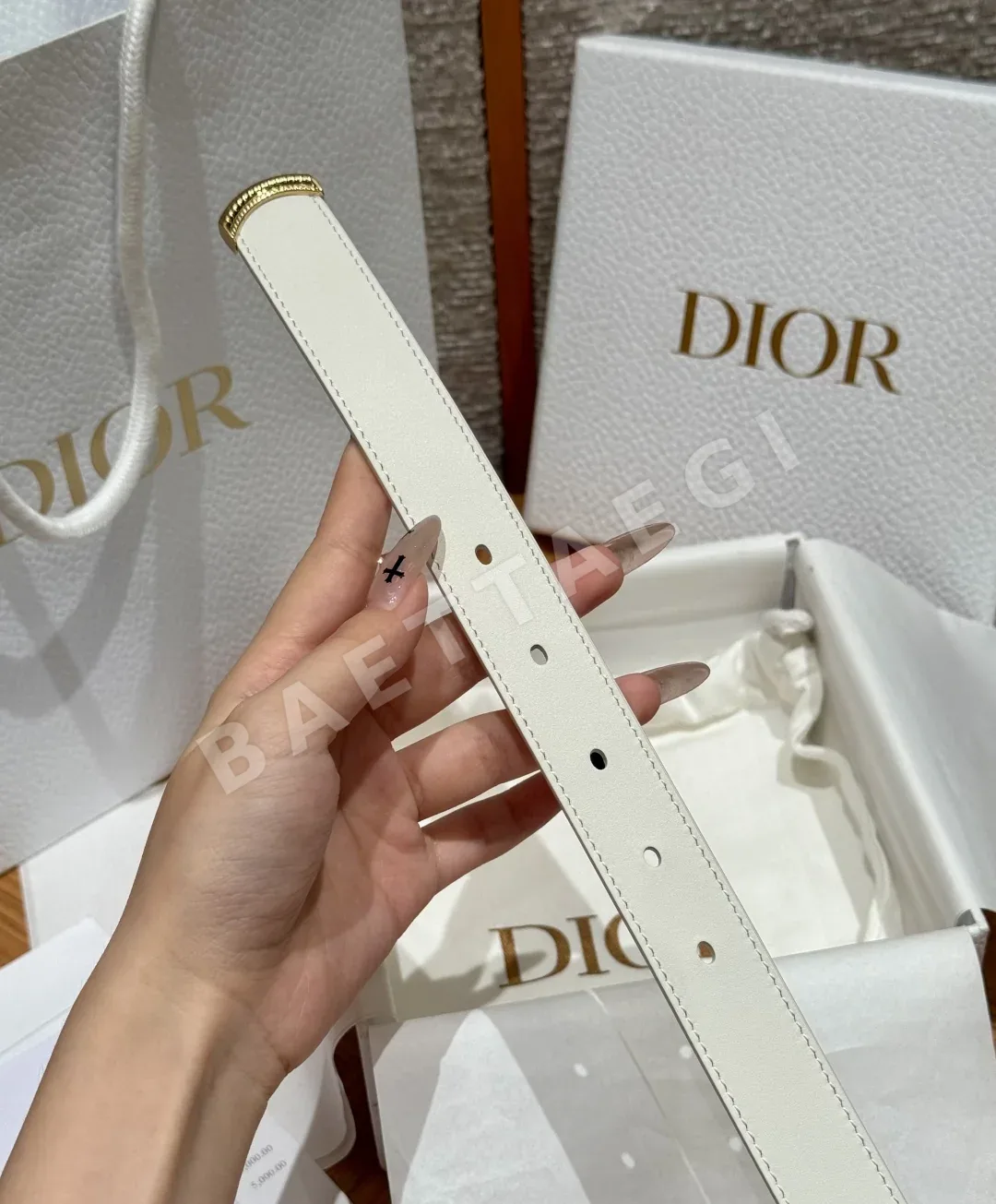 디올 JD280 메다이용 소가죽 벨트 상세 이미지 5