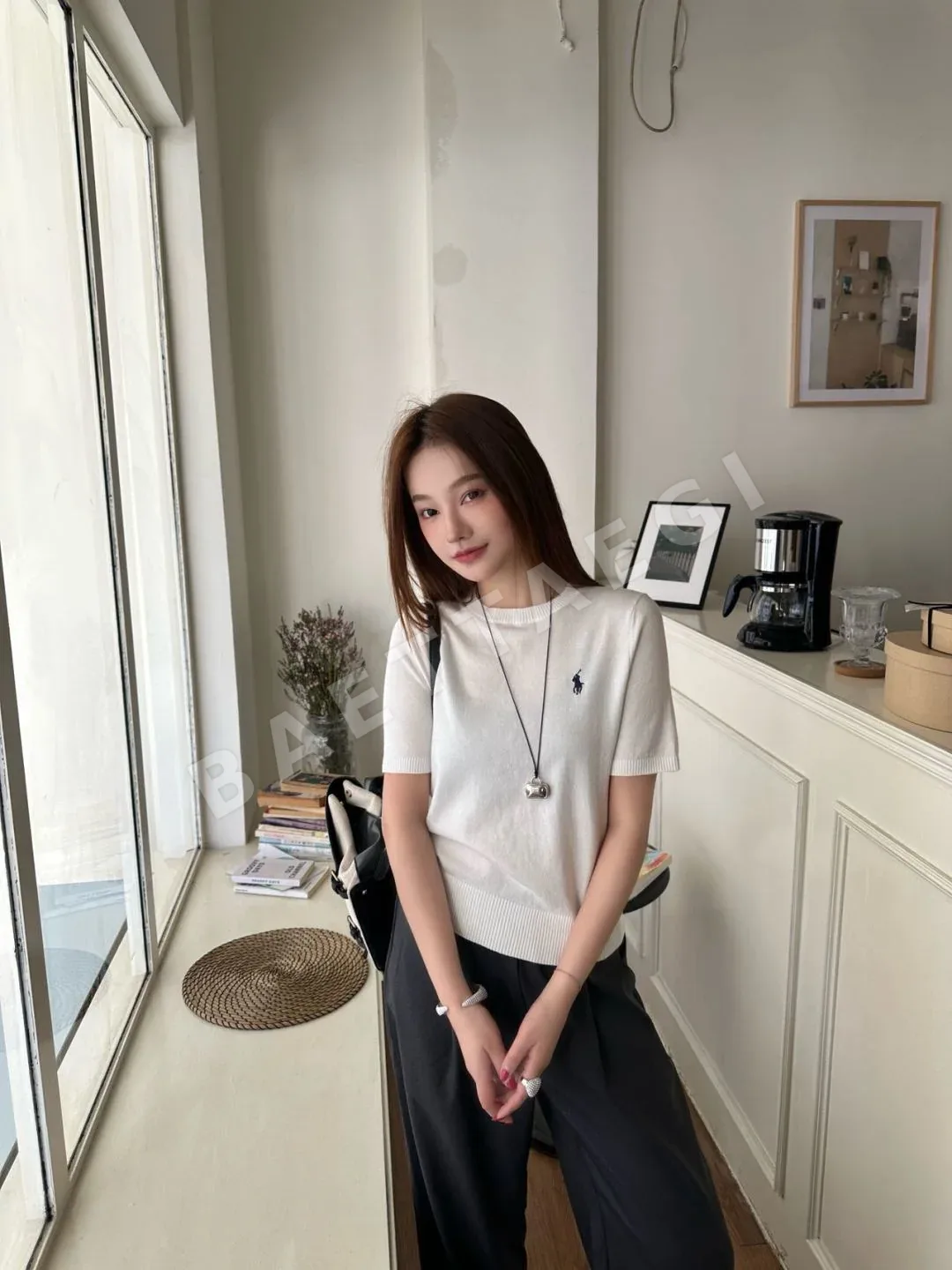 폴로 여성 니트 반팔 티셔츠 상세 이미지 5