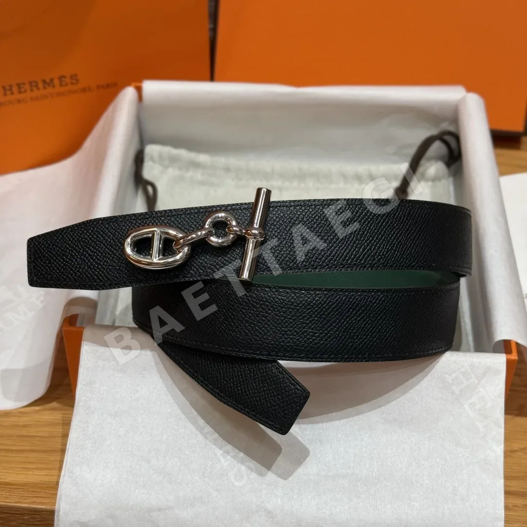 에르메스 쉐느 당클르 링크 버클 양면 가죽 벨트 상세 이미지 2