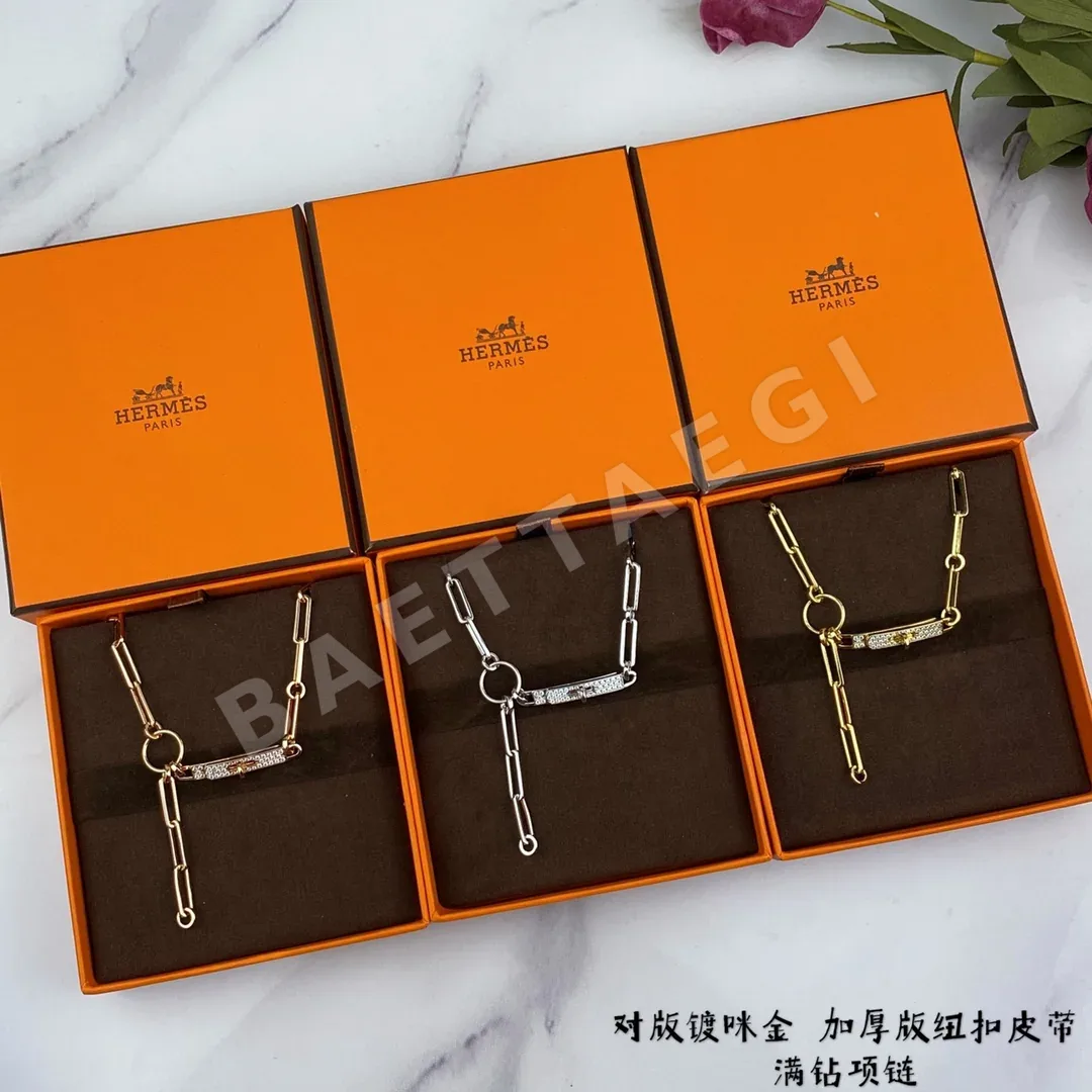 에르메스 스털링 실버 골드 도금 목걸이 70468