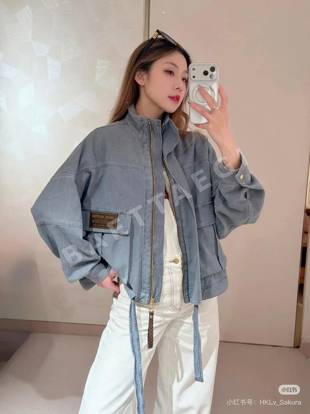 로에베 다크 그레이 워시드 데님 여성 자켓 126467