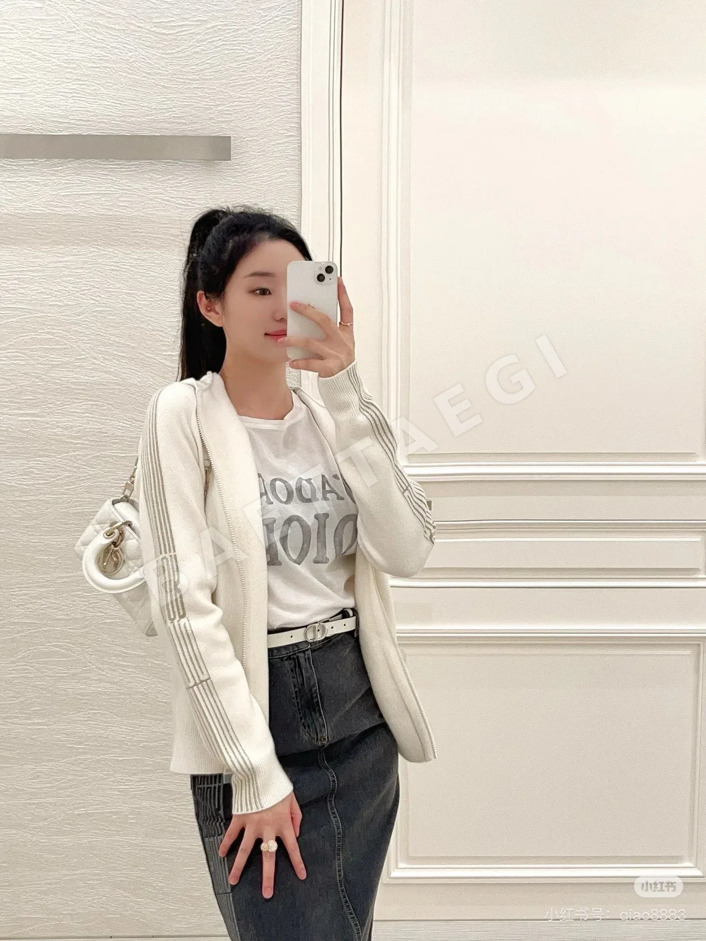 디올 오블리크 자카드 울 긴팔 니트 후디 상세 이미지 7