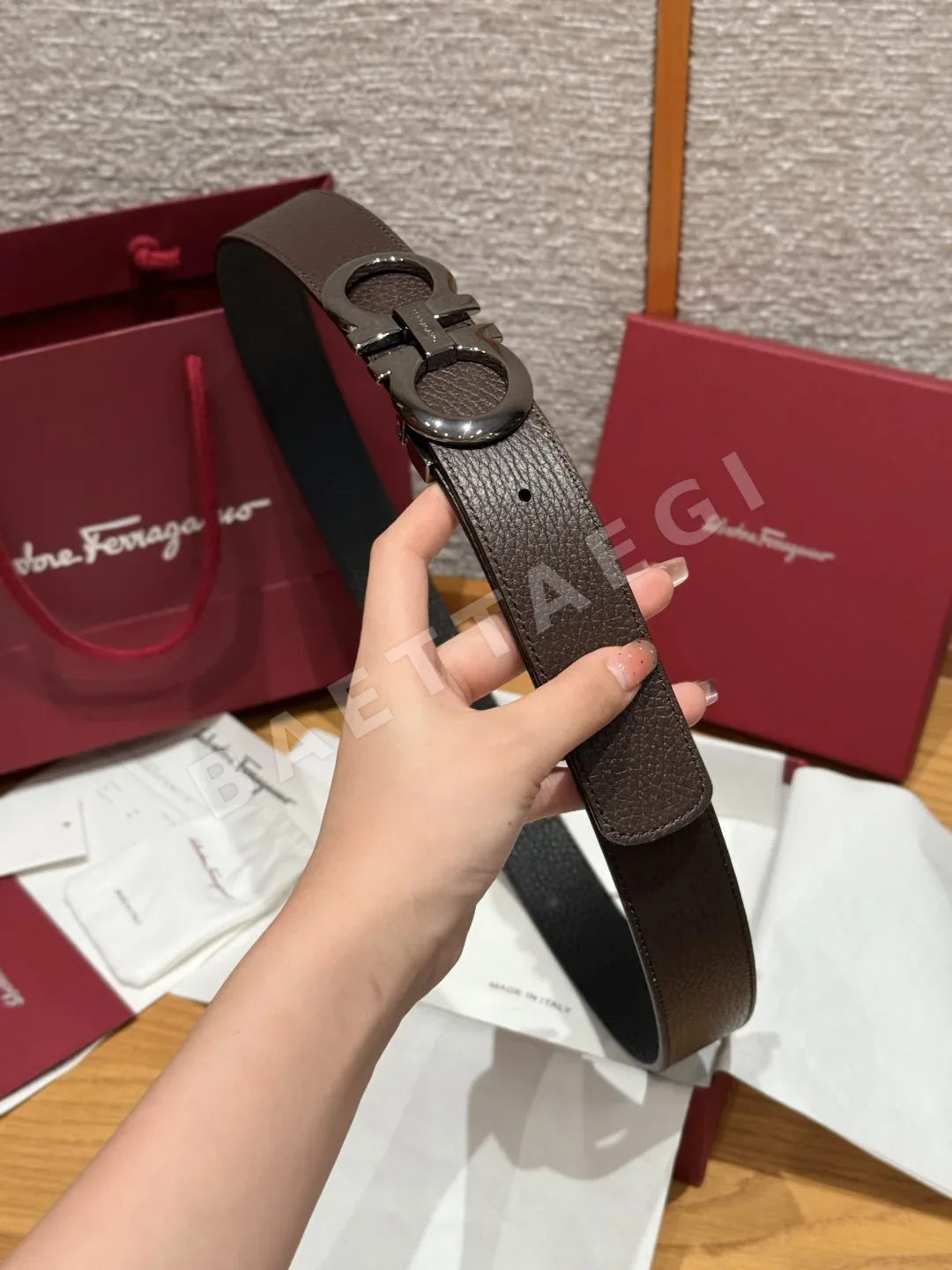 페레가모 간치니 리버시블 가죽 벨트 상세 이미지 4