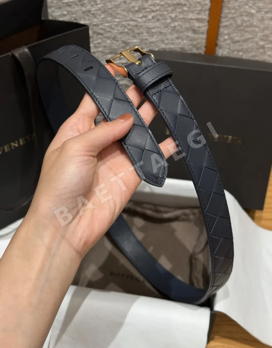 보테가베네타 인트레차토 소가죽 벨트 상세 이미지 6