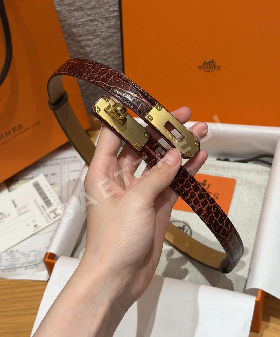 에르메스 켈리 버클 카프스킨 벨트 18mm 상세 이미지 3