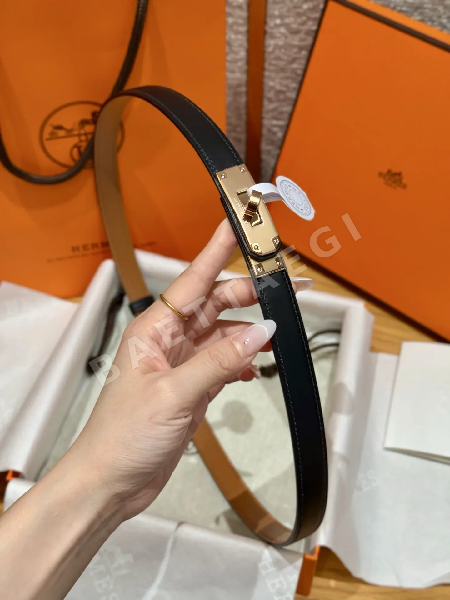 에르메스 켈리 금도금 버클 스위프트 가죽 벨트 상세 이미지 8