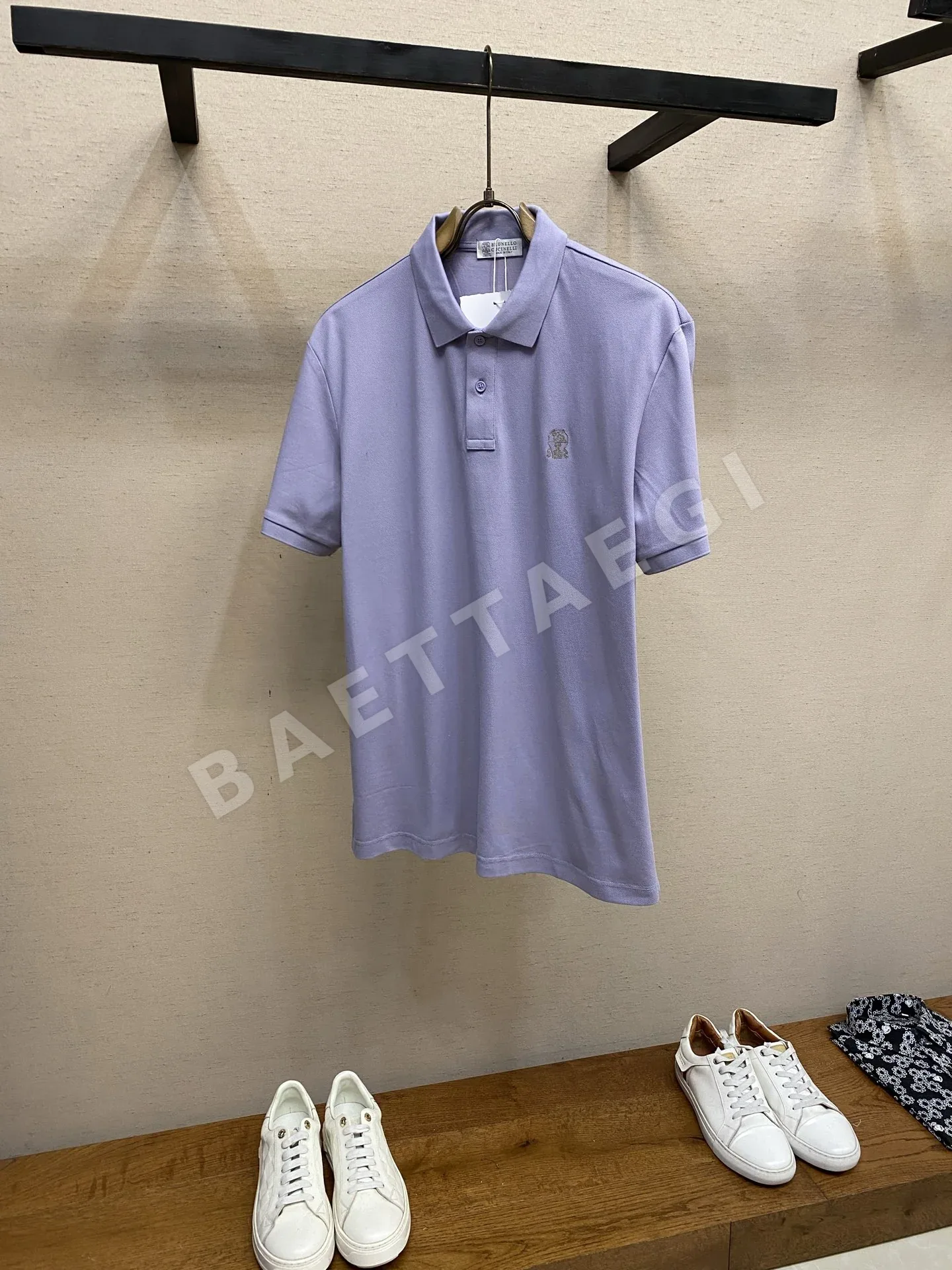 브루넬로쿠치넬리 남성 코머 면 피케 메시 반팔 폴로셔츠 132360