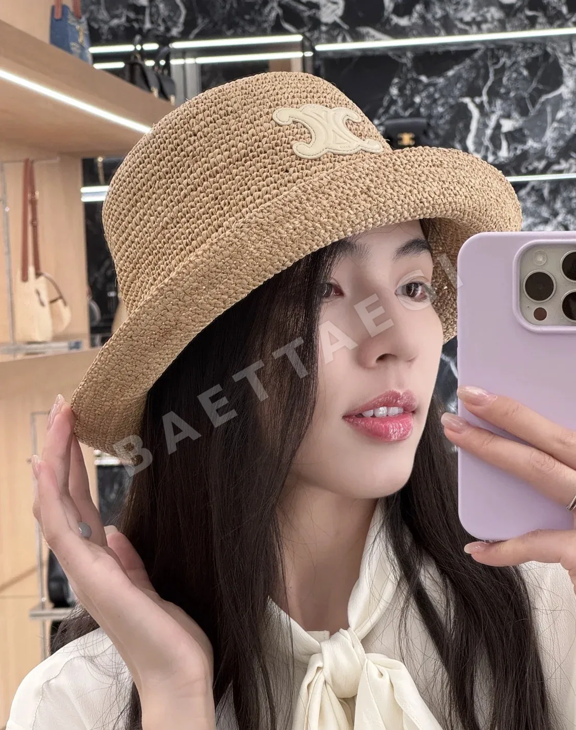 셀린느 개선문 로고 라피아 밀짚모자 상세 이미지 3