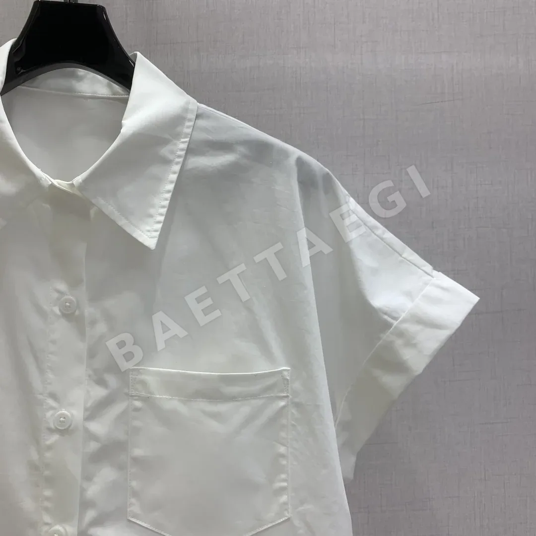 샤넬 카라 반팔 면 셔츠 상세 이미지 3