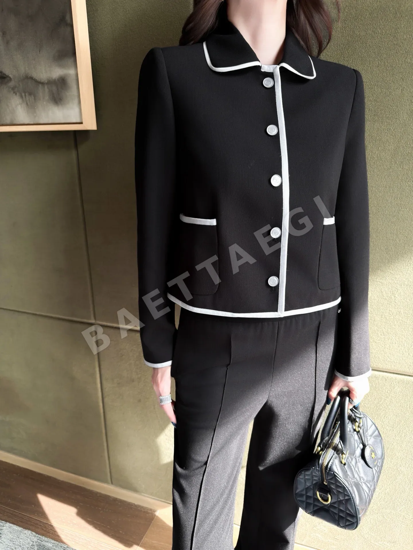 디올 컬러 블록 라펠 숏 자켓 163813